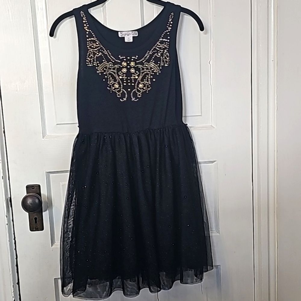 Gurls black and gold sparkle dress size 12